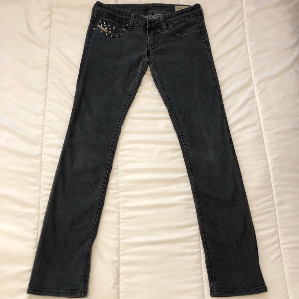 Diesel Lowky Stretch Studded Gray Wash Jeans 27